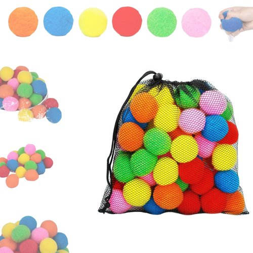 Reusable Water Sponge Balls, Kiddospace Reusable Water Sponge Balls, 2.4 Inch Soft Soaker Ball Fake Snowballs for Outdoor Toys and Games, Soft & Quick Hydration, Backyard Games (60pcs)