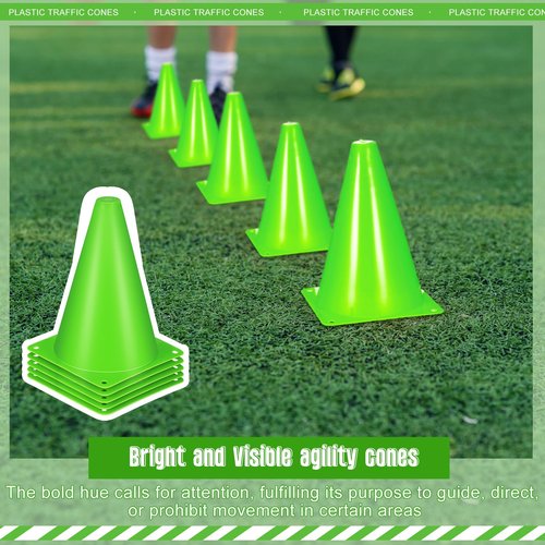 Syhood 30 Pack 7 Inch Plastic Traffic Cones Sports Training Agility Marker Mini Cones for Soccer, Skating, Football, Basketball, Indoor and Outdoor Games Sports Practice Equipment(Green)