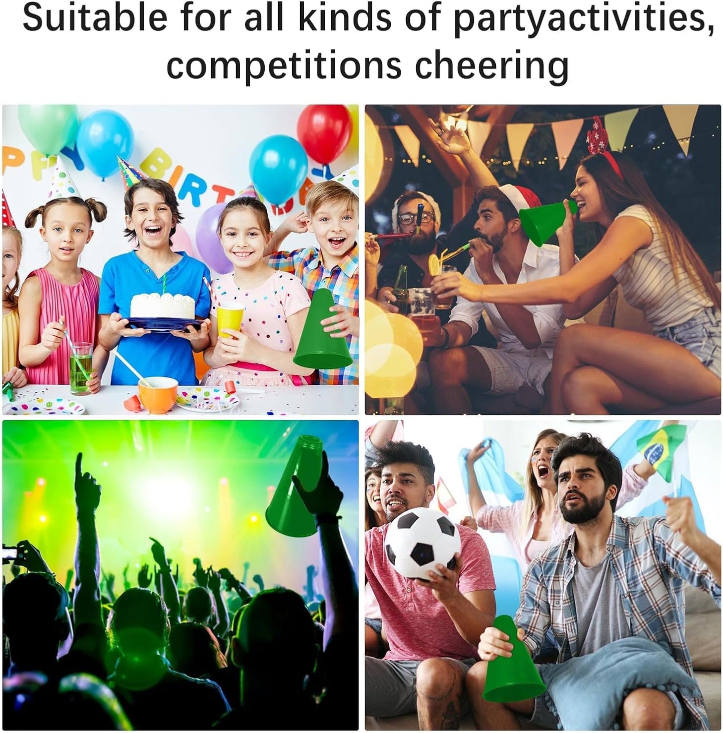 2 Pcs White Plastic Cheer Megaphone for DIY Party Accessory for School Outdoor Activities Party Favors Sports Match Game (White)