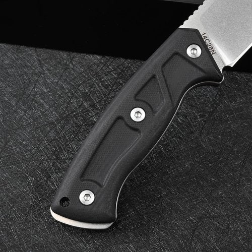 SDOKEDC Knives 14C28N Steel Tactical Fixed Blade Knife with kydex sheath G10 Handle for Men EDC Outdoor Camping Survival Hunting (White stone wash+black G10)