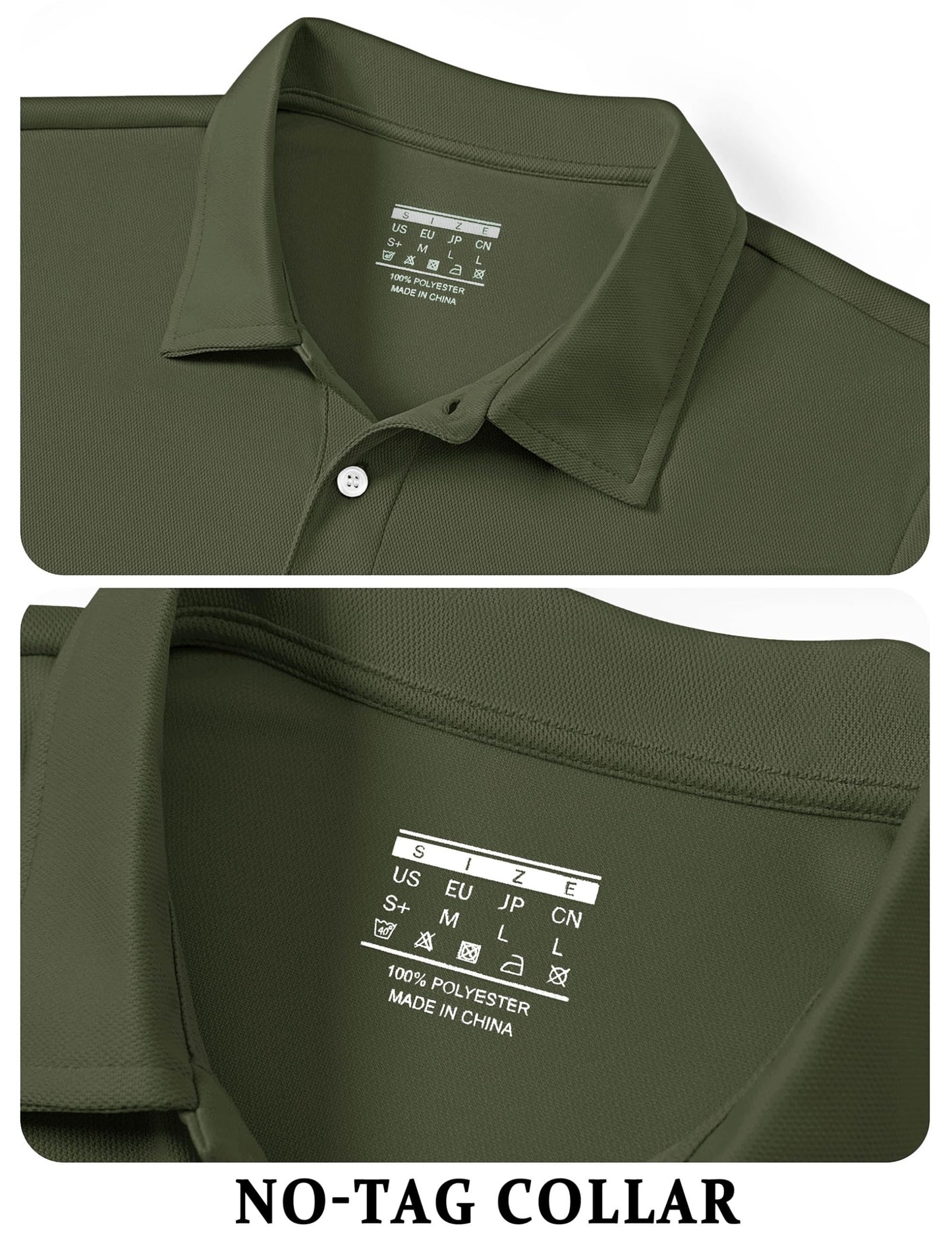 TACVASEN Mens Golf Shirt Dry Fit Mens Polo Shirts Short Sleeve Performance Golf Polos for Men with Collar Work Shirts Army Green, M