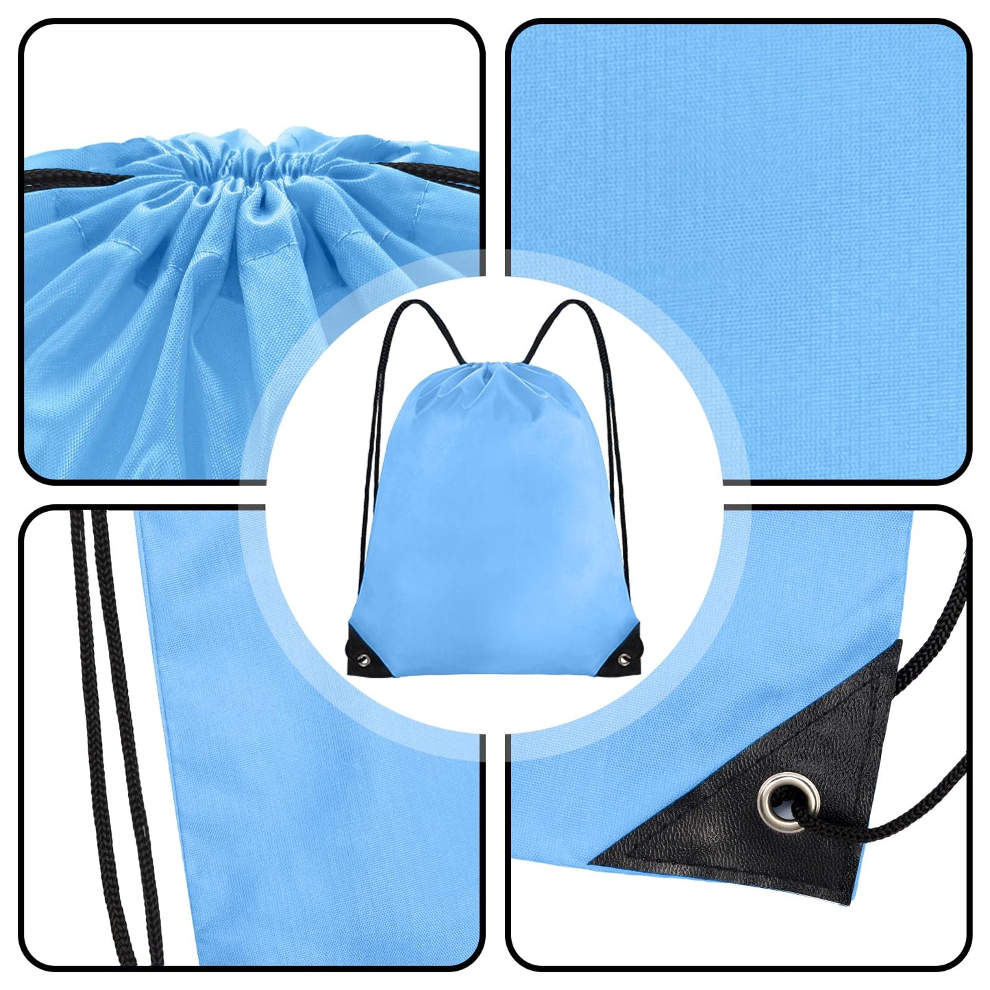 Grneric Drawstring Bags Bulk 14 Pcs Drawstring Backpack Bulk Cinch Bag Sackpack for Men Women Gym (Sky Blue)