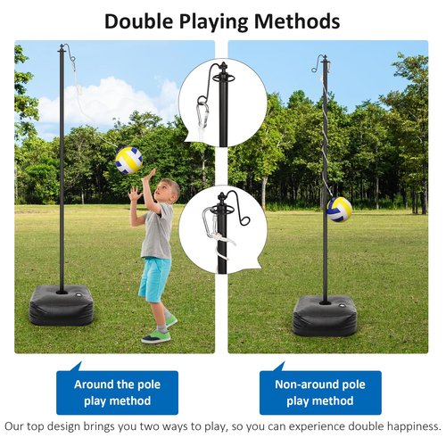 Whiidoom Tetherball Set with Ball and Rope, Adjustable Tether Balls and Rope Set with Pole, Tether Ball for Outdoor Playground, Backyard, Outdoor Games for Adults & Kids