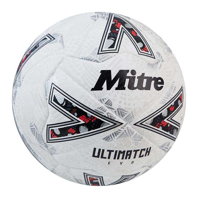 Mitre Ultimatch Evo Soccer Ball White/White/Silver+3 – FIFA Basic Approved Match Ball