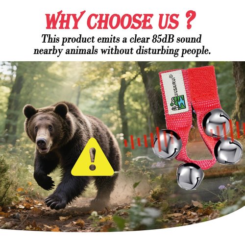 Outdoor Bear Bells for Hiking Safety: Bear Horn to Scare Bears Deterrent Devices for Dogs Biking Fishing Camping Climbing(Red)