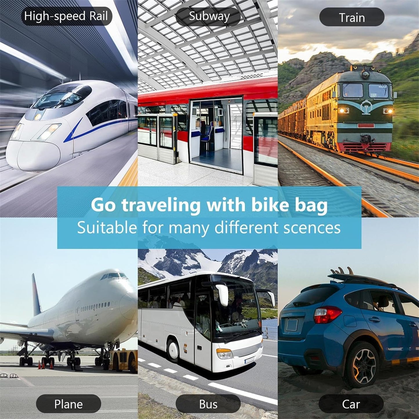 26 Inch Folding Bike Bag Waterproof Bike Travel Bag Durable Bicycle Carrier Bag Thick Bike Travel Case Outdoors Bicycle bag, for Air Travel, Car, Bus, Train