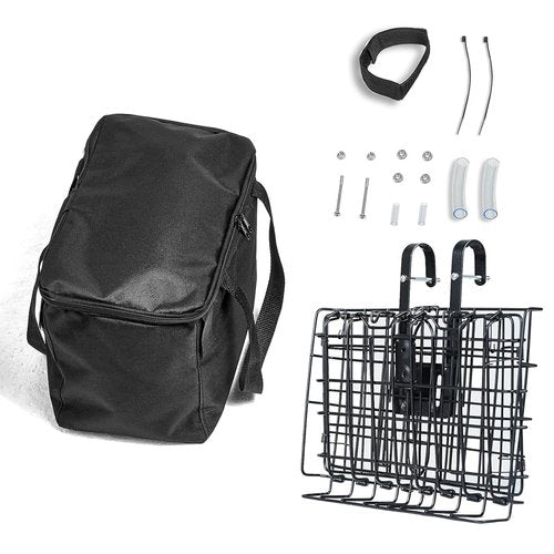 LIQING Bike Basket Front Folding Bicycle Basket with Removable Liner Bag, Quick Release Design Metal Ebike Basket for Adult Women/Men Carrying Dogs, Pets, Fruit & Grocery