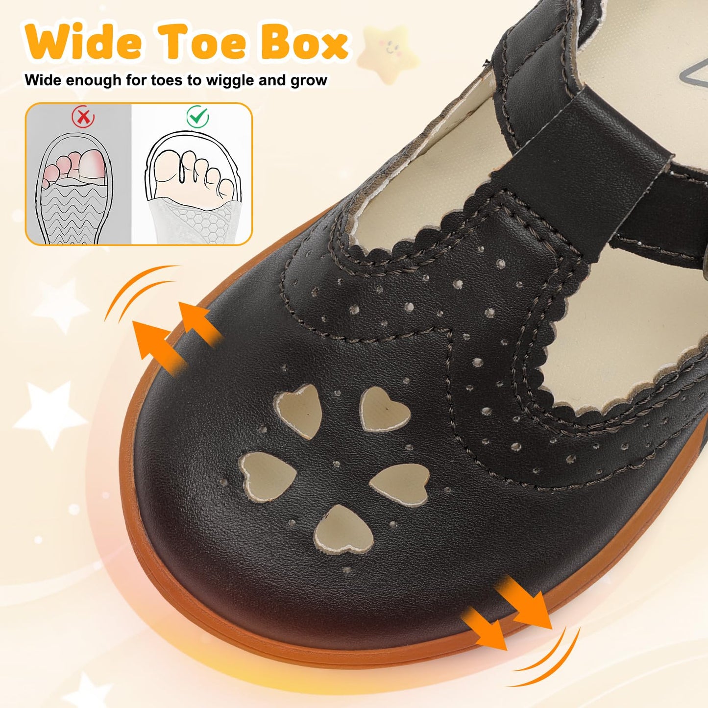 LeIsfIt Toddler Girl Shoes Mary Jane Dress Shoes for Girls Wide Ballet Flats for Party School Wedding Church Black 5 Toddler