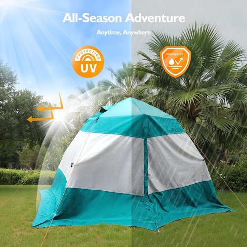 MOJEST Camping Tent 2 Person, Waterproof & Blackout Double Layer Pop Up Outdoor Tent for Park, Picnic, Travel, Portable and Easy Setup, Lake Mist