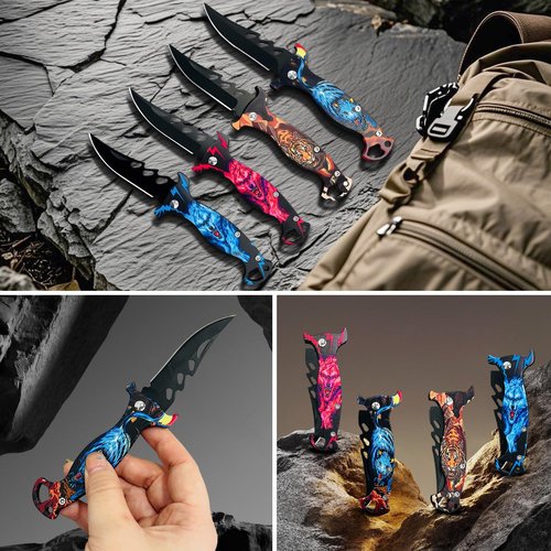 Folding Knife 4 Pack – Large Folding Gift Knives for Men – Tactical EDC Outdoor Knife Set for Camping, Survival, Hunting Gear