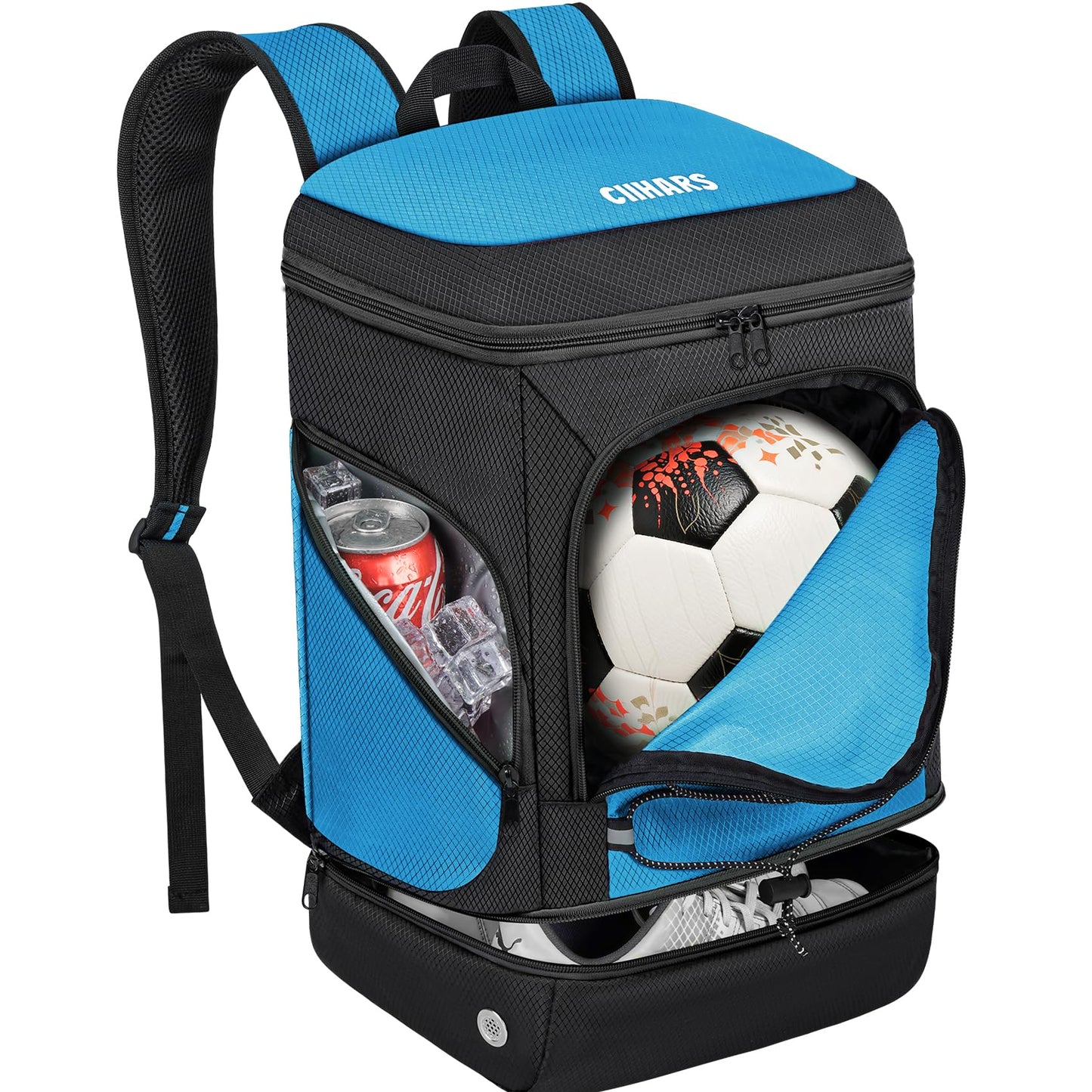 Ciihars Soccer Backpack,Soccer Bag with Ball Holder,Sport Equipment Bags Includes Separate Cleat Shoe and Ball Compartment Fit Basketball Volleyball Football (sport soccer bag 2025 BLUE)