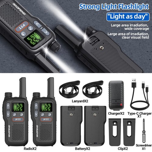 Walkie Talkies Long Range for Adults, Rechargeable Walkie Talkie FRS Two Way Radio with 1500mAh Li-ion Battery USB-C Charger NOAA Weather Radio VOX Walky Talky for Hiking Cruises Camping (2Pack)