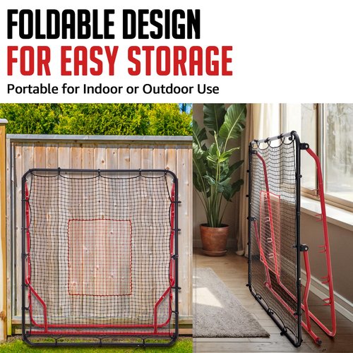ZEALFEEL Baseball Rebounder Net, 5 Adjustable Angles 4x4.5FT Pitch Back Baseball Softball Volleyball Rebounder with 2 Strike Zones, UV Resistant, Pitchback Trainer for Ground, Line Drive & Fly Balls