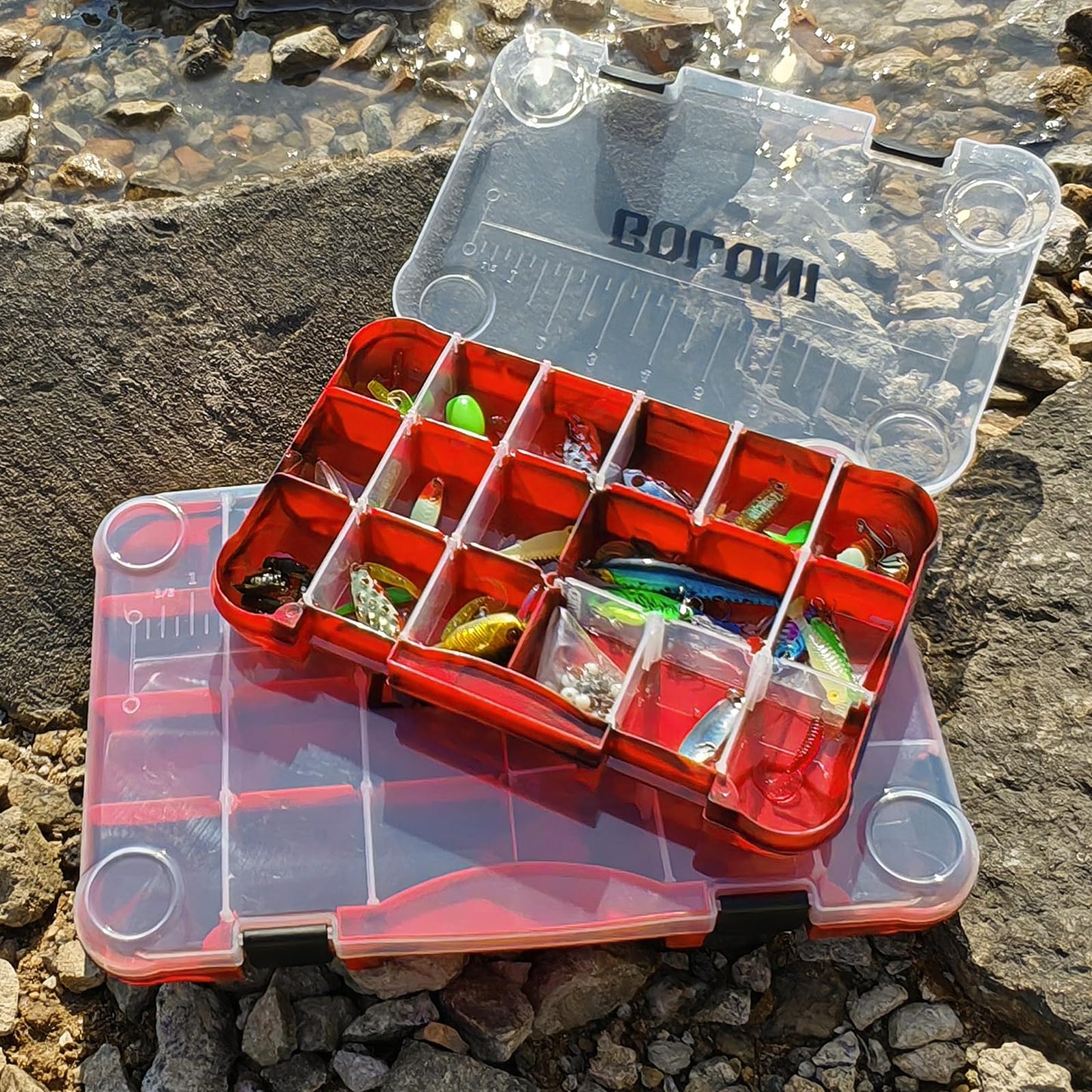 Goloni Fishing Tackle Box,Plastic Clear Fishing Storage Organizer Box With Removable Dividers,3600 Tackle Trays,Storage Lure Box for Lures 4 Pack