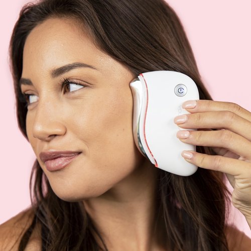 YOUTHLUX ProSculpt Heated Gua Sha Facial Massager – Electric Guasha Tool for Face Sculpting, Relaxation & Skincare | Soothing Vibration Facial Massage Tool with Contoured Design (White)