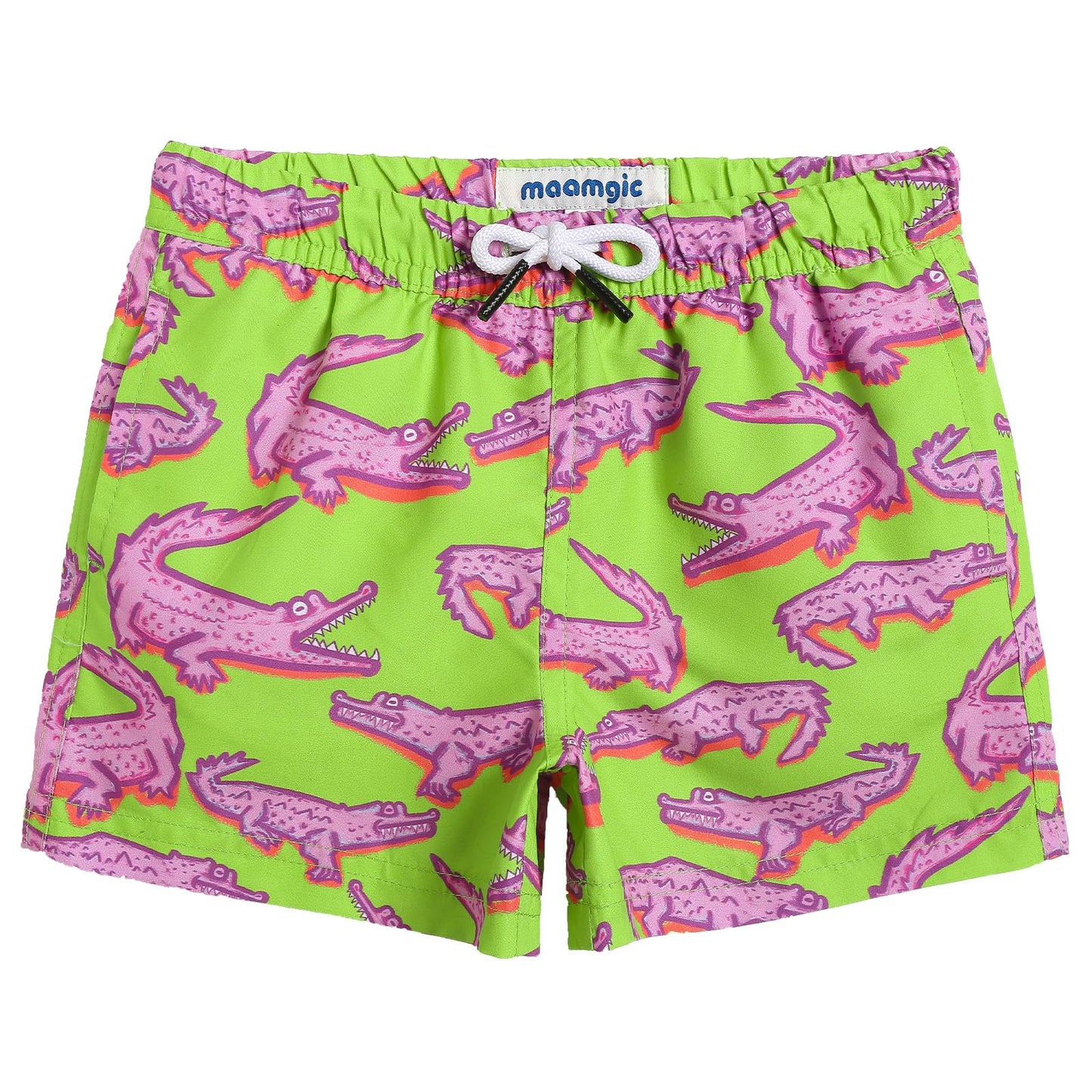 maamgic Boys Swim Trunks Toddler Swim Shorts Little Boys Bathing Suit Swimsuit Toddler Boy Swimwear Little Crocodile Green 8 Years,Little Crocodile Green,8 T