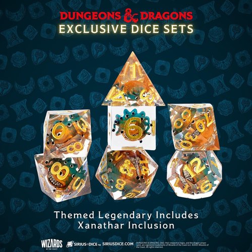 Dungeons & Dragons: Xanathar's Treasure Pack - Randomly Assorted Set w/ 7pc Dice, Metal Coin & Dice Bag - RPG, D&D Waterdeep Collection, Sirius Dice