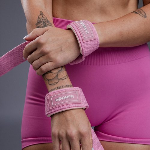 UPPPER Weight Lifting Straps with Padded Neoprene for Deadlifts, Strength Training, Gym Workouts - 22" Cotton Straps for Men & Women | Premium Fitness Gear (Baby Blue)