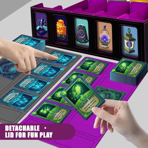 Mosa bear Card Storage Box with Commander Display 5-Row Deck Case with Removable Lid 3900+ Card Deck Box for MTG TCG Sports Card, 5 Toploaders, 5 Stoppers, 30 Dividers,1 Dice Tray