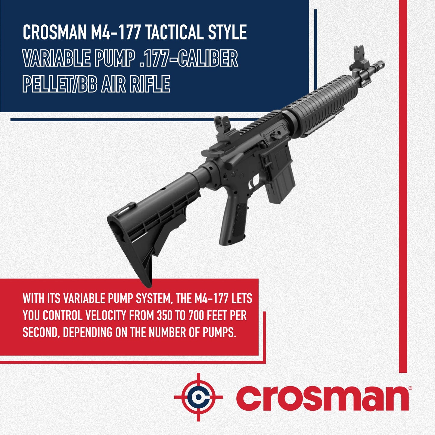 Crosman M4-177 Multi-Pump Air Rifle, Adj. Stock air Rifle