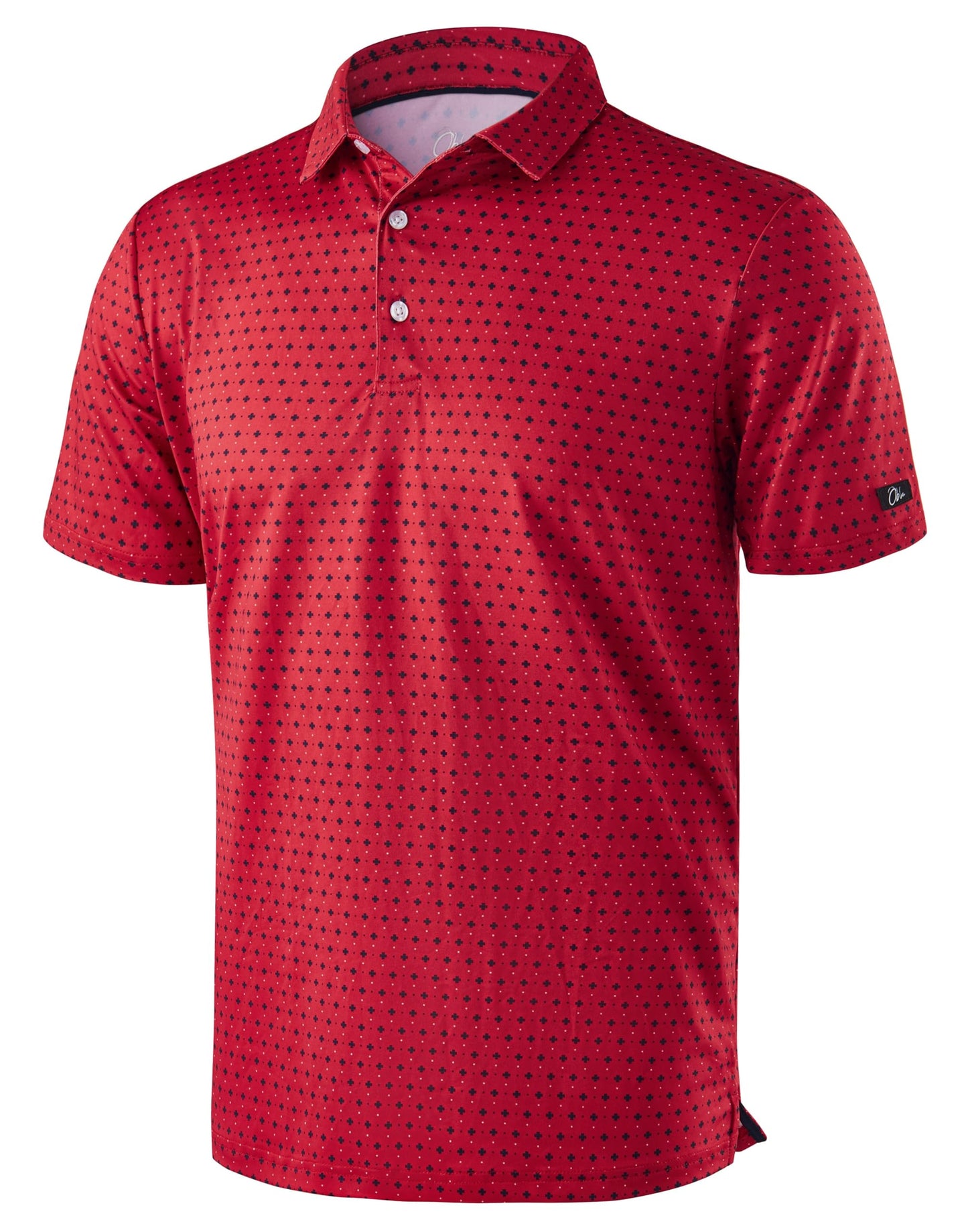 Obla Mens Golf Polo Shirts Short Sleeve Dry Fit Performance Moisture Wicking Casual Print Collared Golf Shirts for Men (Red Flower_4XL)