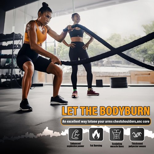 Battle Ropes for Home Gym,Battle Rope 1.5" 30 FT Length,Heavy Exercise Ropes for Workout,for Strength Training Workout Rope,for Workouts Building Muscle Gym Ropes (1.5Inch-30TF)