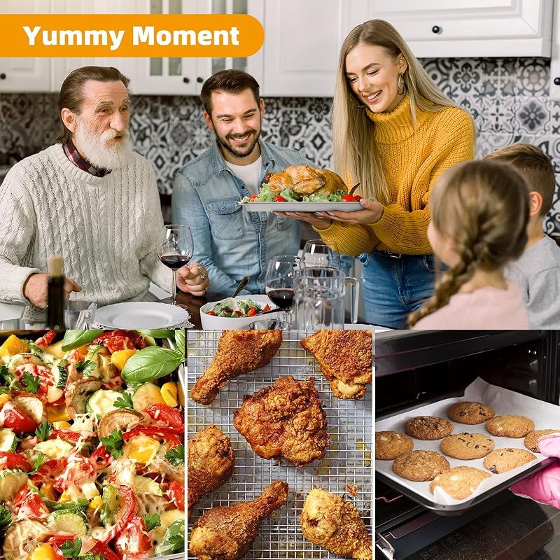 YEPATER 2-Piece Air Fryer Basket & Tray Set 15.7" x 11.6" & 12.8" x 9.6" with 60 Parchment Papers