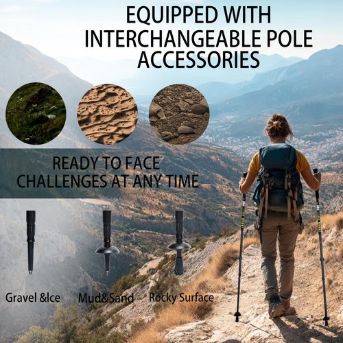 HXE Carbon Fiber Trekking Poles, Lightweight Adjustable Hiking Poles with Cork Grips, Pair of 2 Walking Sticks Balance Support for Women and Men