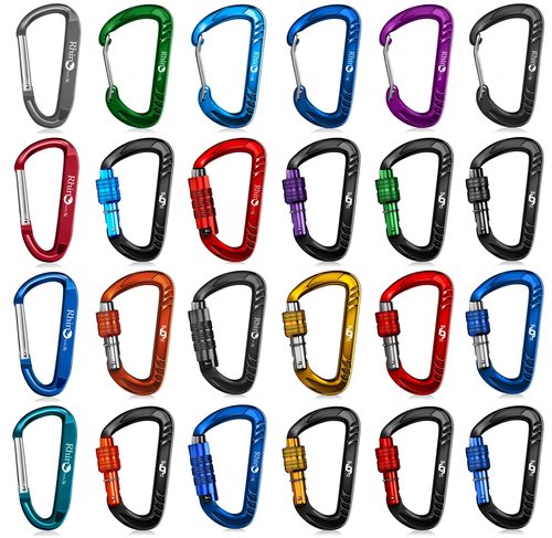 RHINO Produxs 12kN (2697 lbs) Heavy Duty, Locking, Auto Locking, Wiregate Carabiner Clips, for Securing Pets, Outdoor, Camping, Hiking, Hammock, Dog Leash Harness, Keychains