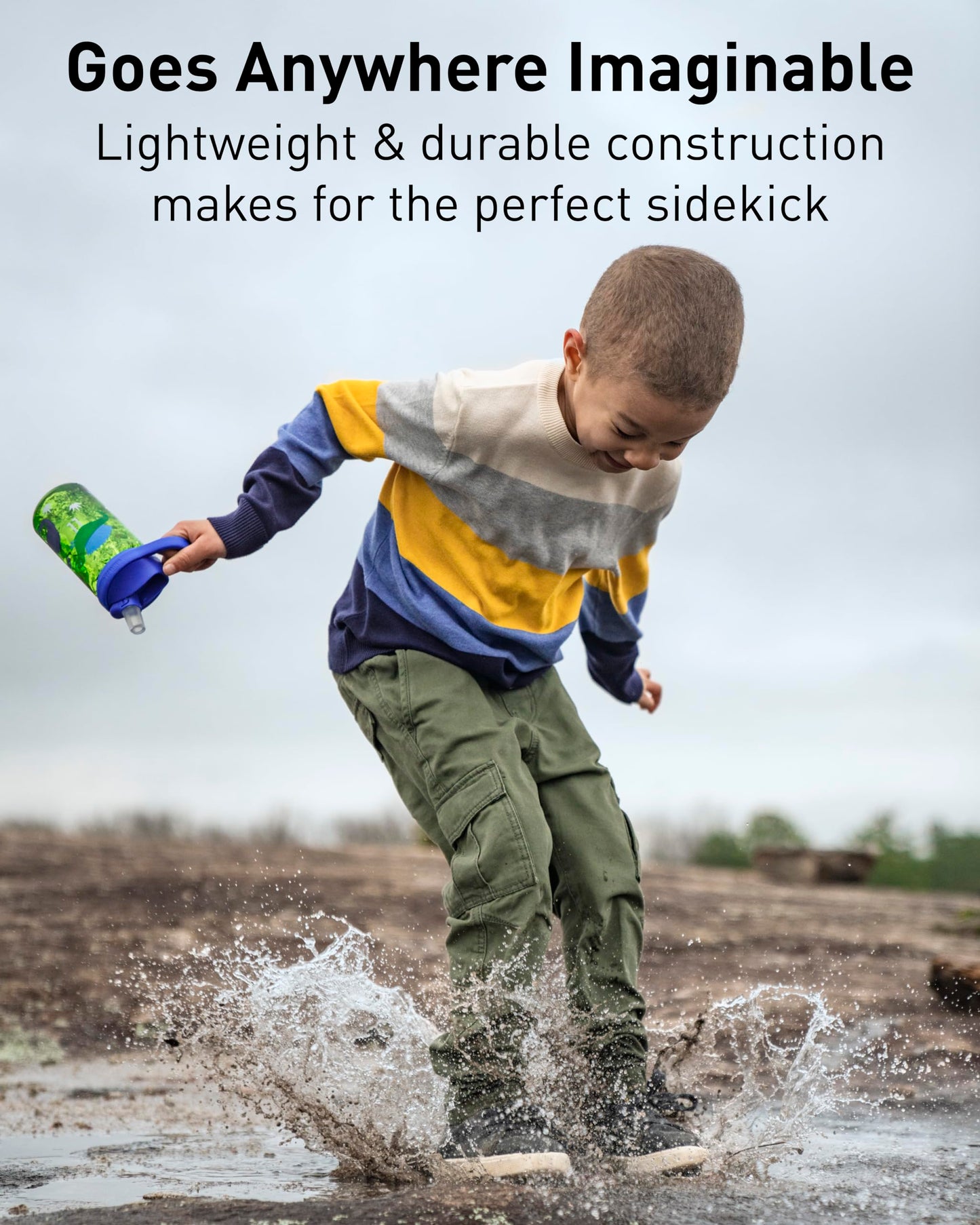 CamelBak Eddy+ Kids Water Bottle with Bite Valve Straw, Leak‑Resistant Easy‑Sip Design for Everyday Hydration, 14oz, Razzle Rainbows