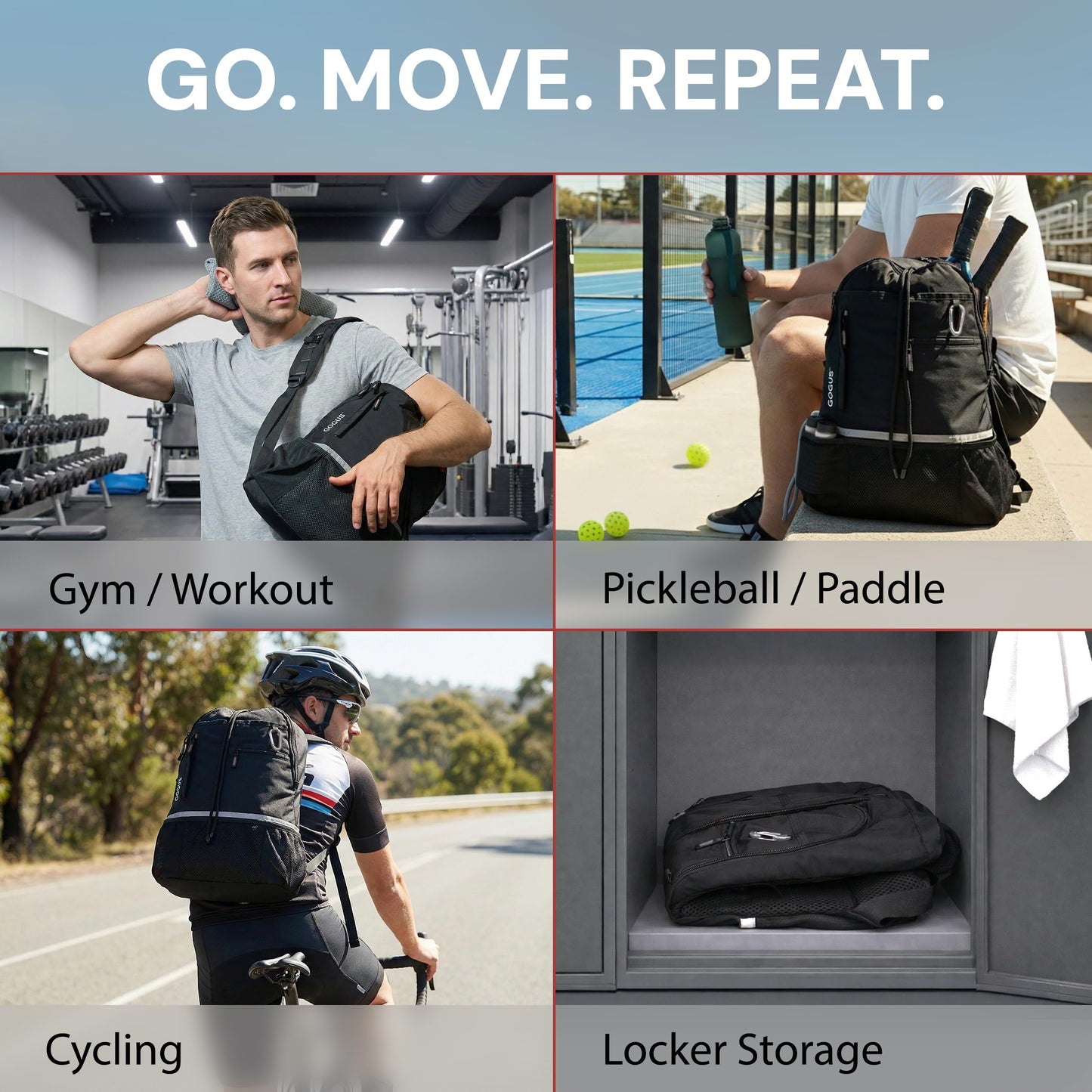GOGUS Hybrid Gym Backpack for Men & Women with Closure - 18L Sports Backpack with Dual Water Bottle Pockets, Mesh Compartment for Gym, Travel - Water Resistant & Reflective Trim Workout Bag