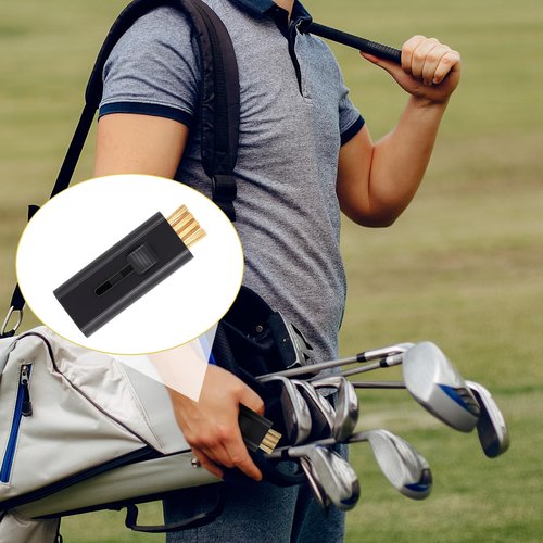 4Pcs Pocket Golf Club Brush Retractable Golf Wire Cleaner Brush Double-Sided Golfs Cleaning Brushes Tool Portable Golfs Club Bag Accessory for Men Women Golfer, Black