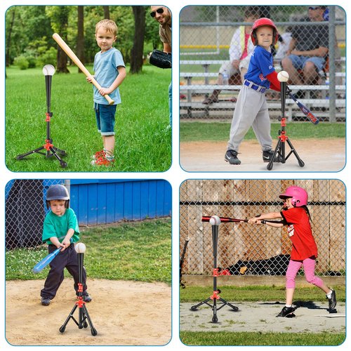BaseGoal Baseball Tee for Kids,Batting Tee,Softball Tee,Youth Hitting Tee,Teeball Tee,Travel Tee,Easy Adjustable Height (Kids Baseball Tee)