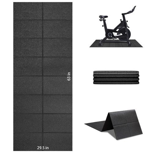 Treadmill Mat, Exercise Mats for Home Workout, 63"x29.5", 1/4", Compatible with Peloton, Foldable Walking Pad for Carpet, Hardwood Floors, Bike and Exercise Equipment, Noise Shock Absorption