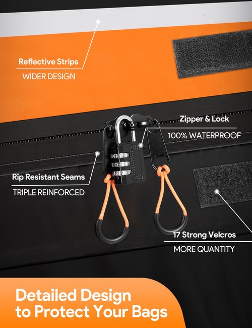 Car Roof Carrier Bag, 21 Cubic Feet Waterproof 840D Rooftop Cargo Carrier Bag for All Top of Vehicle, Includes Topper Anti-Slip Mat, Reinforced Straps, 6 Door Hooks