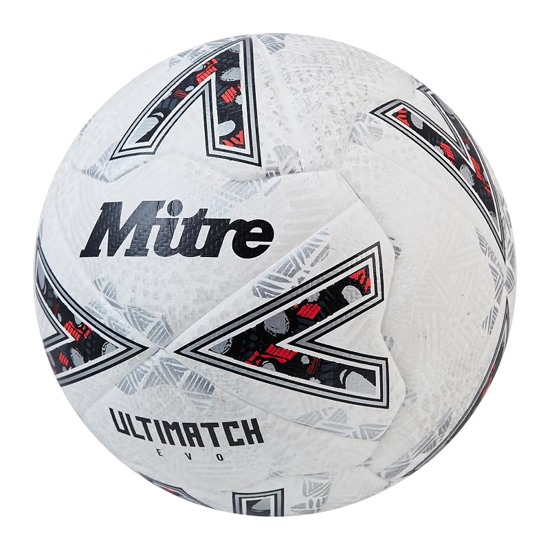 Mitre Ultimatch Evo Soccer Ball White/White/Silver+3 – FIFA Basic Approved Match Ball