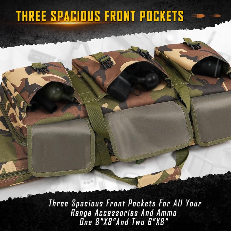 DULCE DOM 42 inch Double Case Soft Bag Gun Case, Perfect for Pistol Storage and Transportation, All Around Shooting Range Rifle Backpack, Indoor Outdoor