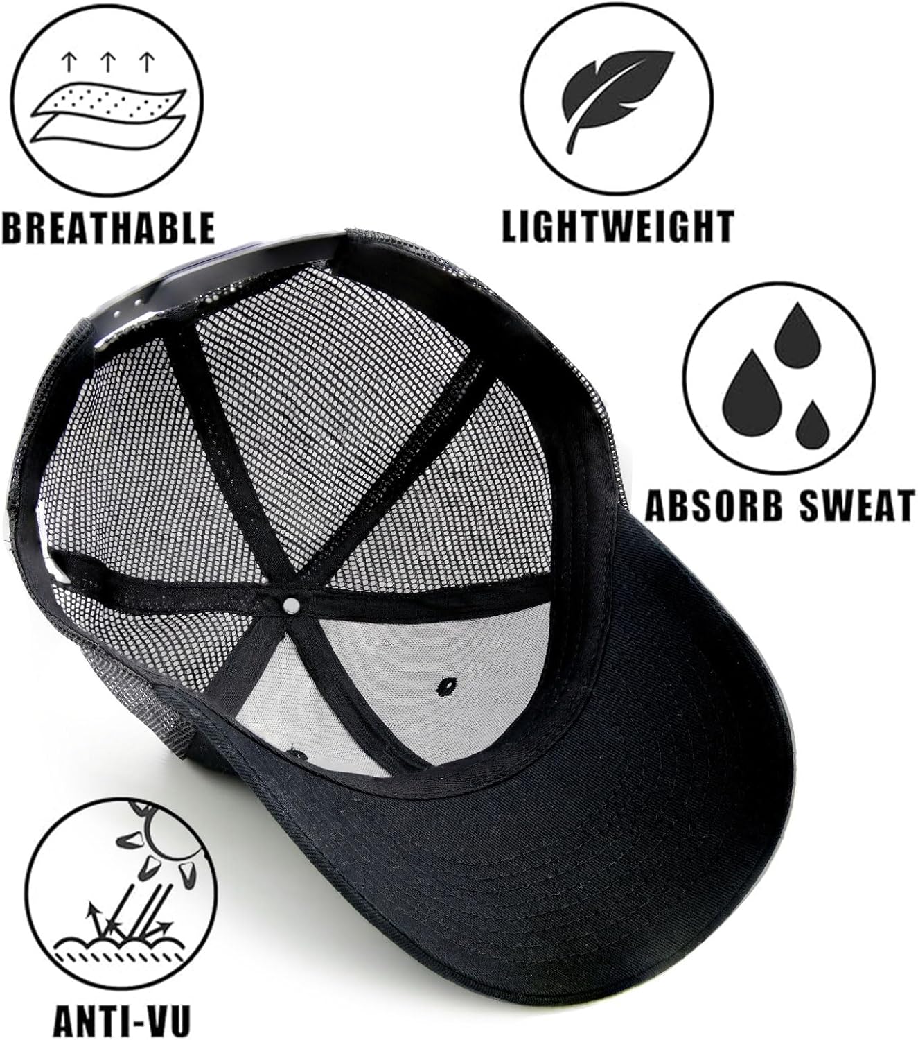 2-Pack Breathable Mesh Snapback Trucker Hats, Adjustable Baseball Caps for Men Women, Cotton-Poly Twill Outdoor