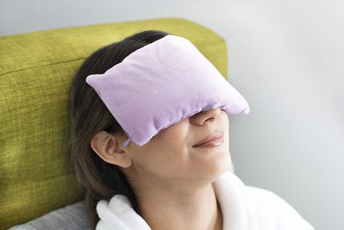 DreamTime Weighted Eye Pillow, Flaxeed Filling with Lavender Aromatherapy, Herbal Face and Sleep Mask, Cold Therapy, Soft Silky Spa Pillow for Relaxation and Meditation, Purple
