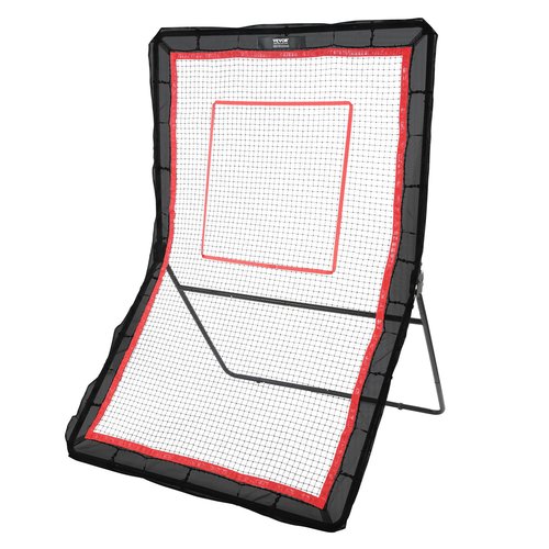 VEVOR Lacrosse Rebounder, Heavy-Duty 5 x 7 ft Volleyball Bounce Back Net for Backyard, Pitchback Throwback Baseball Softball Return Training Screen, Adjustable Rebound Angles Includes Target Net