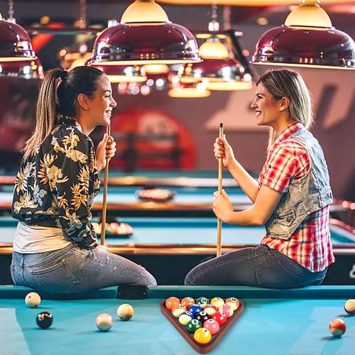 MoyanSuper Solid Wood Pool Ball Rack Billiard Ball Triangle Rack, Pool Table Ball Holder Positioning Rack,2-1/4" Pool Ball Rack (Burgundy Triangle Rack)
