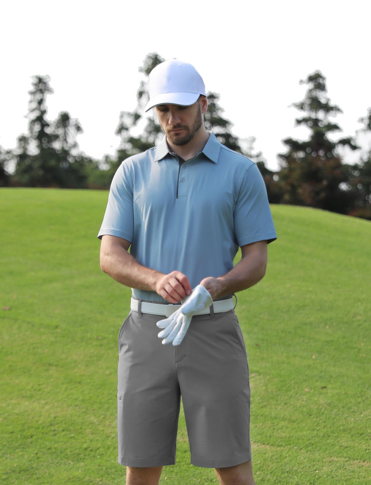 Shallowlulu Men's Golf Shorts 7"/ 10" Stretch Quick Dry Water Resistant Dress Casual Shorts with 6 Pockets Work Hiking Shorts(Grey 34W/10L)