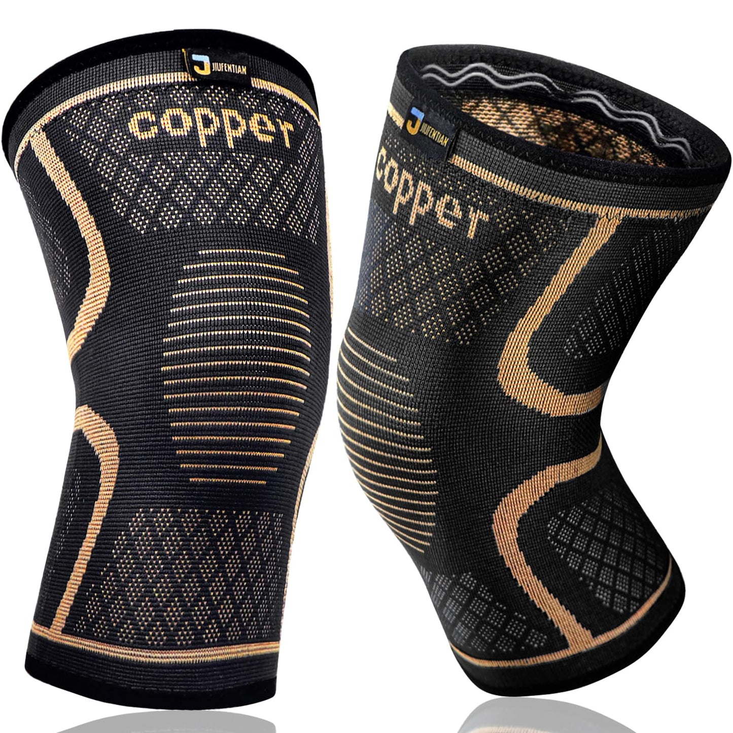 JIUFENTIAN Copper Knee Sleeve,Brace for Arthritis Pain and Support(2pack) for Knee Pain Relief, Workout, and Sports(Large)