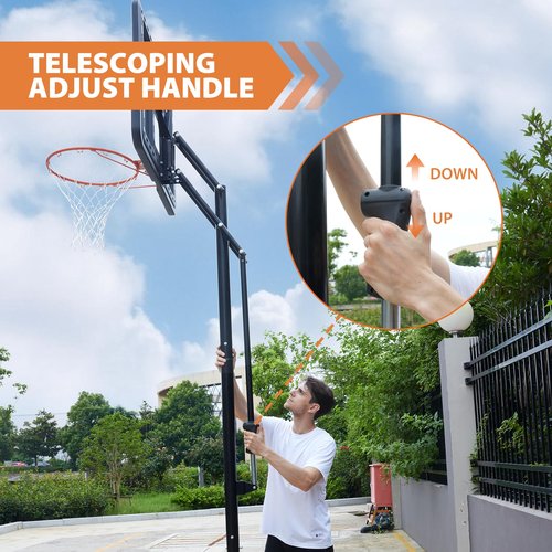 AWII SPORT Portable Basketball Hoop Outdoor, 4.8-10FT Height Adjustable Basketball Hoop Goal System with 44-48 Inch Impact Backboard and Portable Wheels for Adults