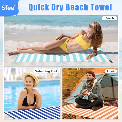 Sfee 4 Pack(8Pcs) Microfiber Travel Towel, Beach Towel Quick Dry Towel Camping Towel Super Absorbent Compact Lightweight Sports Towel Gym Towel Set for Beach, Gym, Hiking, Pool, Backpacking, Yoga