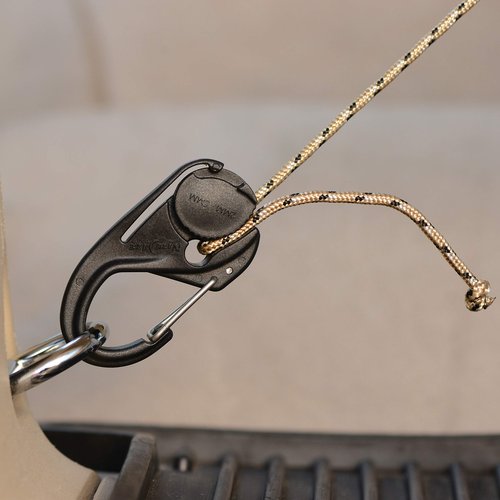 Nite Ize NCJ-25-2R3 CamJam Tie Down Rope Tightener with Carabiner Clip, 2-pack With Cord, Black, 2 Count