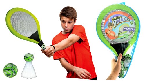 JA-RU Soft Foam Racket Set (1 Set) Badminton, Tennis Racket, & Paddle Ball Toys for Kids, Teens & Adults. Active Indoor & Outdoor Games & Sports Activities. Family Exercise Equipment Set. 5135-1