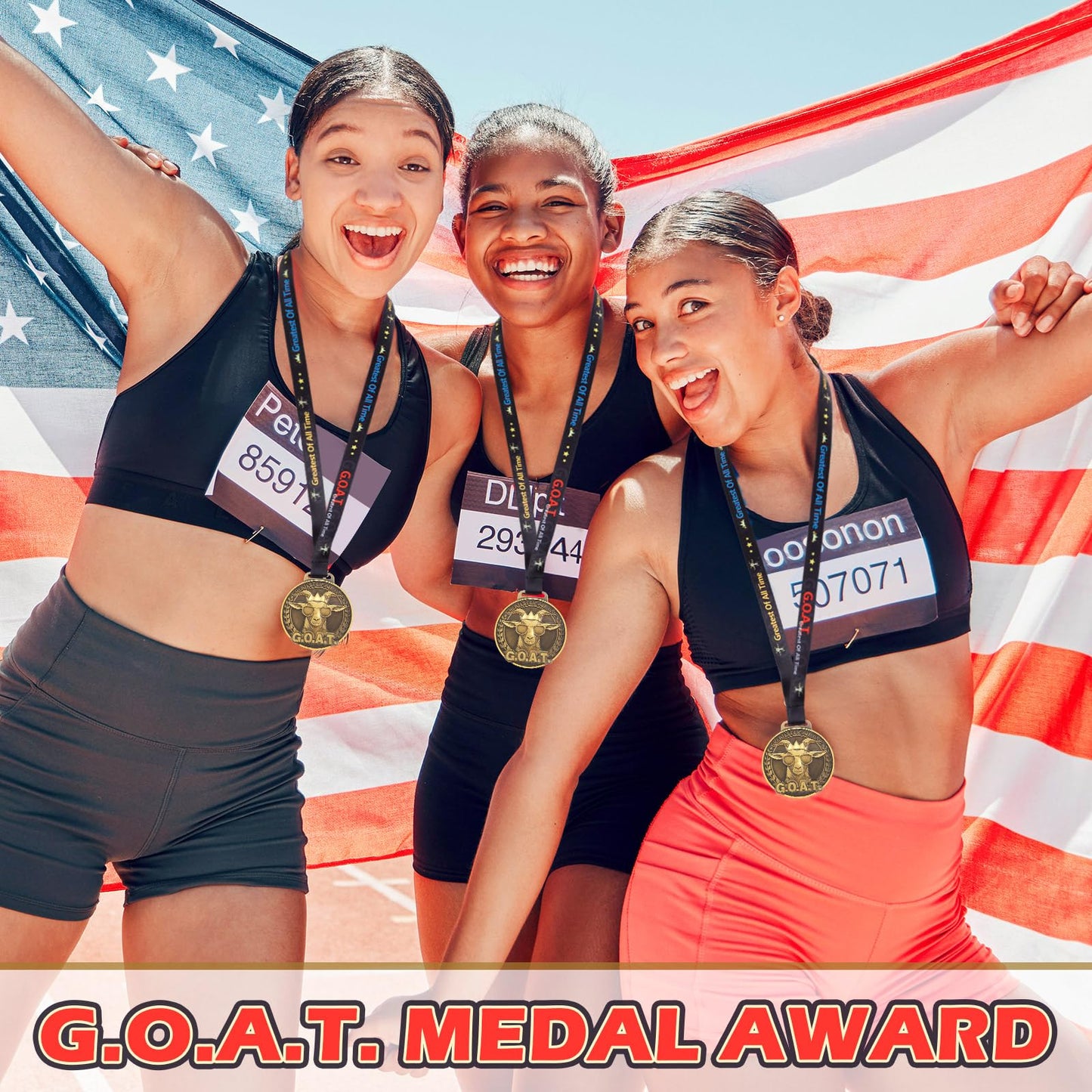 Loetere 12 Pcs Award Medals 2'' Funny Sports Awards Trophy with Neck Goat Basketball Cross Country Race Track Swimming Ribbon Winner Prizes Bulk Gift for Team Competitions Party Favor (Goat)
