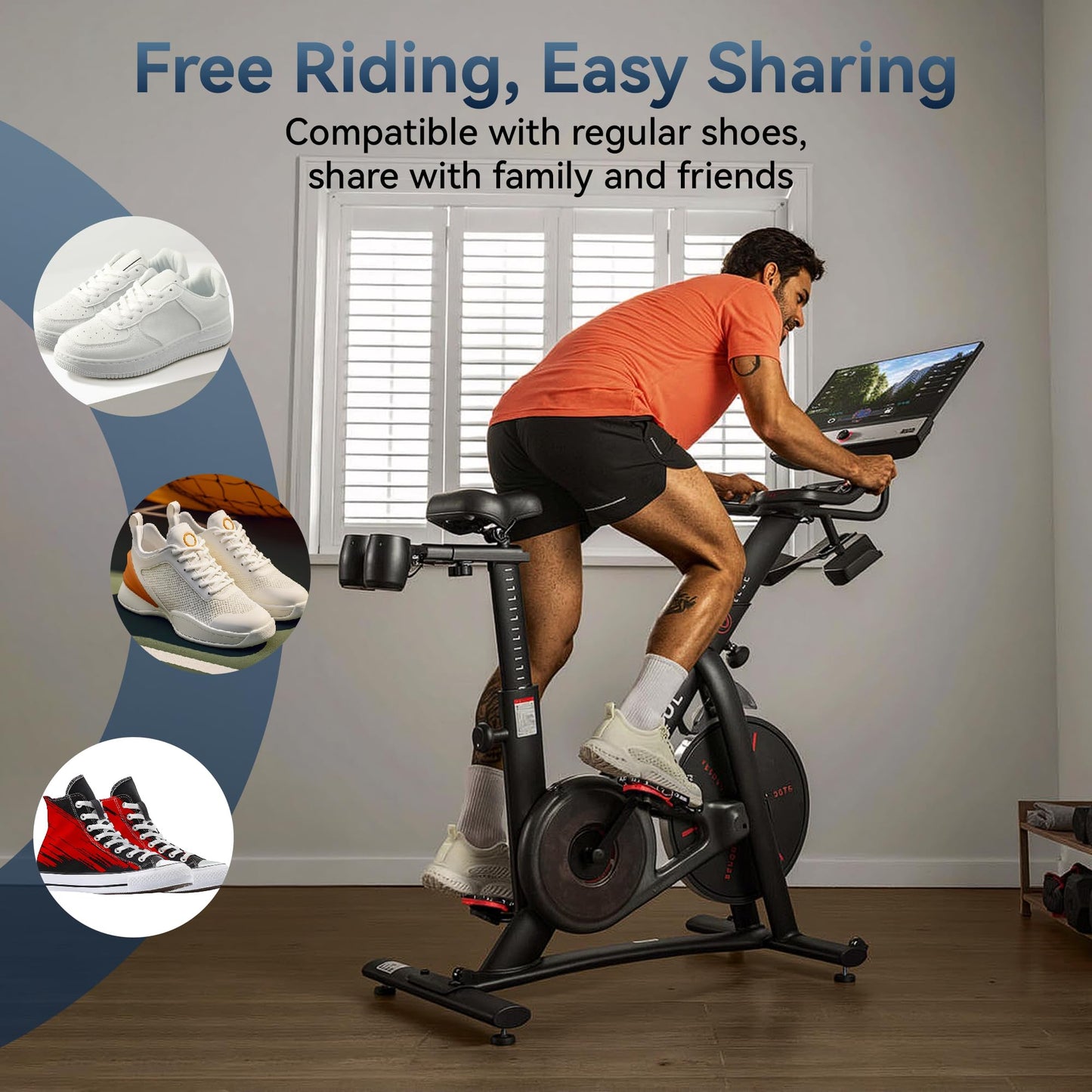 EFEALL Pedal Converters Compatible with Peloton Bike & Bike+, Pedal Replacement for Regular Shoes, Non-Slip Widen Pedals for Original Bike, Convert Peloton Bike Pedal to Platform Pedal