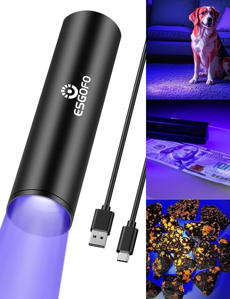 365nm UV Flashlight Mini USB-C Rechargeable, 1200mAh, Aluminum Body